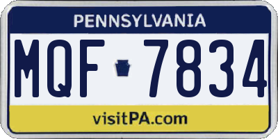 PA license plate MQF7834