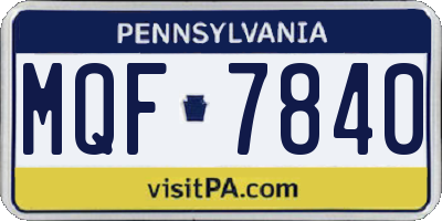 PA license plate MQF7840