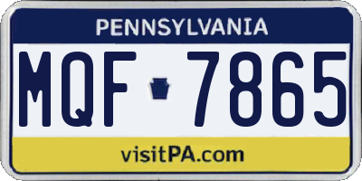 PA license plate MQF7865