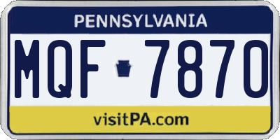 PA license plate MQF7870