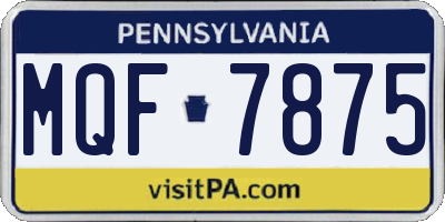 PA license plate MQF7875