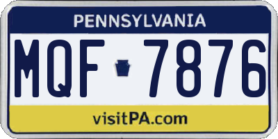 PA license plate MQF7876