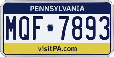 PA license plate MQF7893