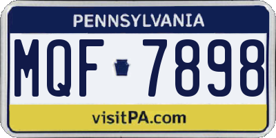 PA license plate MQF7898