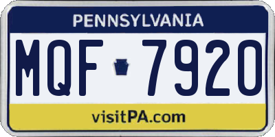 PA license plate MQF7920