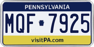 PA license plate MQF7925