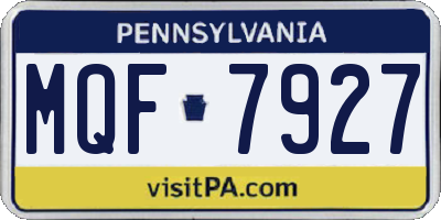 PA license plate MQF7927