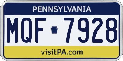 PA license plate MQF7928