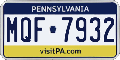PA license plate MQF7932