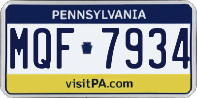 PA license plate MQF7934