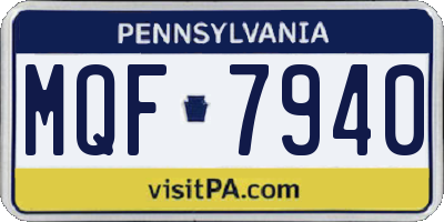 PA license plate MQF7940