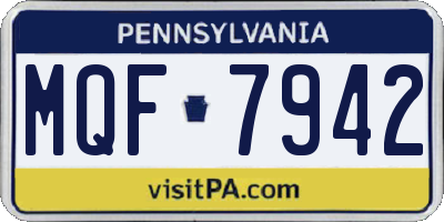 PA license plate MQF7942