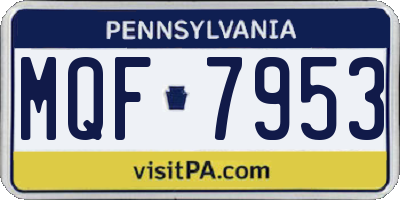 PA license plate MQF7953