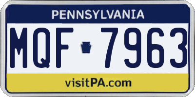 PA license plate MQF7963