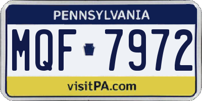 PA license plate MQF7972