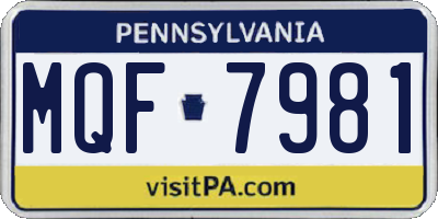 PA license plate MQF7981