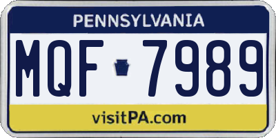 PA license plate MQF7989