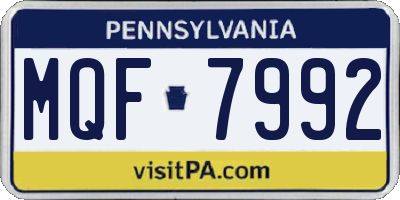 PA license plate MQF7992