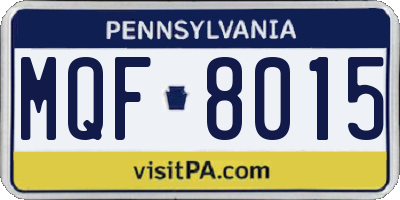PA license plate MQF8015