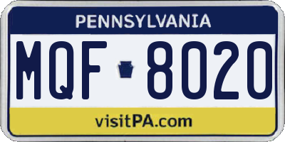 PA license plate MQF8020