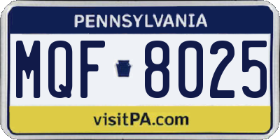 PA license plate MQF8025