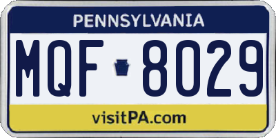 PA license plate MQF8029