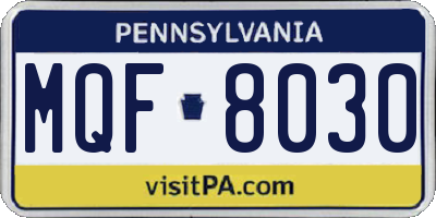 PA license plate MQF8030
