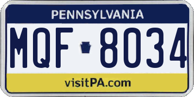 PA license plate MQF8034