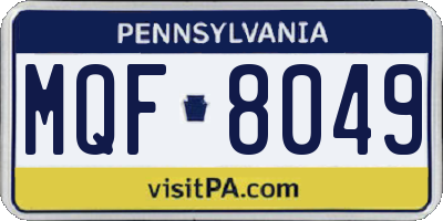 PA license plate MQF8049