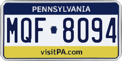 PA license plate MQF8094