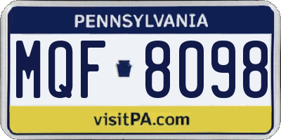 PA license plate MQF8098