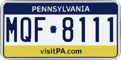PA license plate MQF8111
