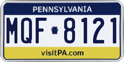 PA license plate MQF8121