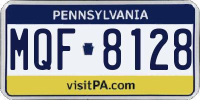 PA license plate MQF8128