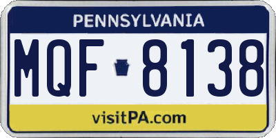 PA license plate MQF8138