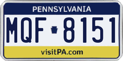 PA license plate MQF8151