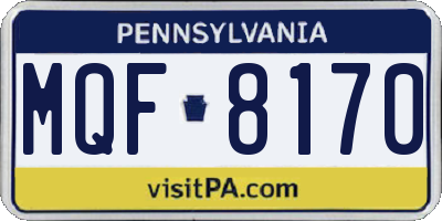 PA license plate MQF8170
