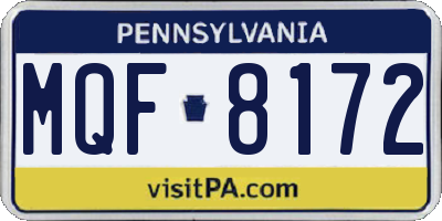 PA license plate MQF8172