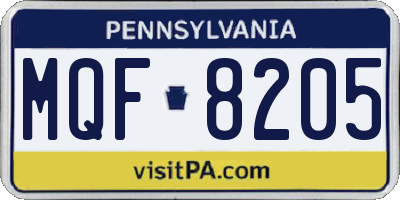 PA license plate MQF8205