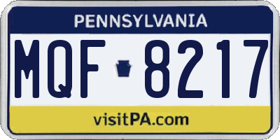 PA license plate MQF8217