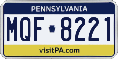 PA license plate MQF8221