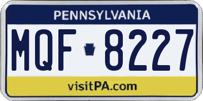 PA license plate MQF8227
