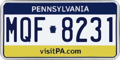 PA license plate MQF8231