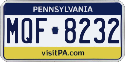 PA license plate MQF8232