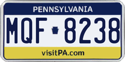 PA license plate MQF8238