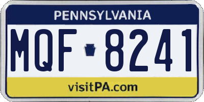 PA license plate MQF8241