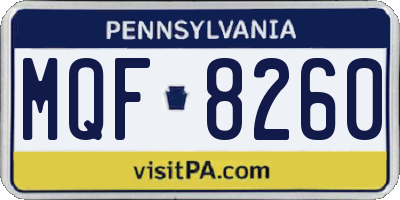 PA license plate MQF8260