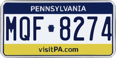 PA license plate MQF8274