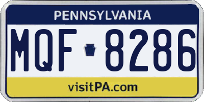 PA license plate MQF8286