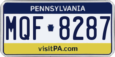 PA license plate MQF8287